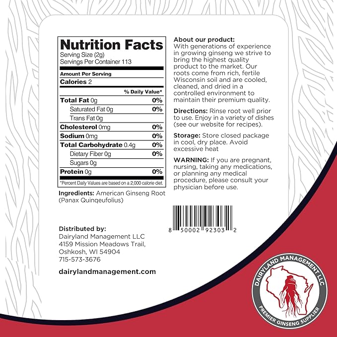 Dairyland American Ginseng Roots 16 oz and Capsules 150 ct Pack of Wisconsin Ginseng – Direct from Farmer to Consumer 西洋参