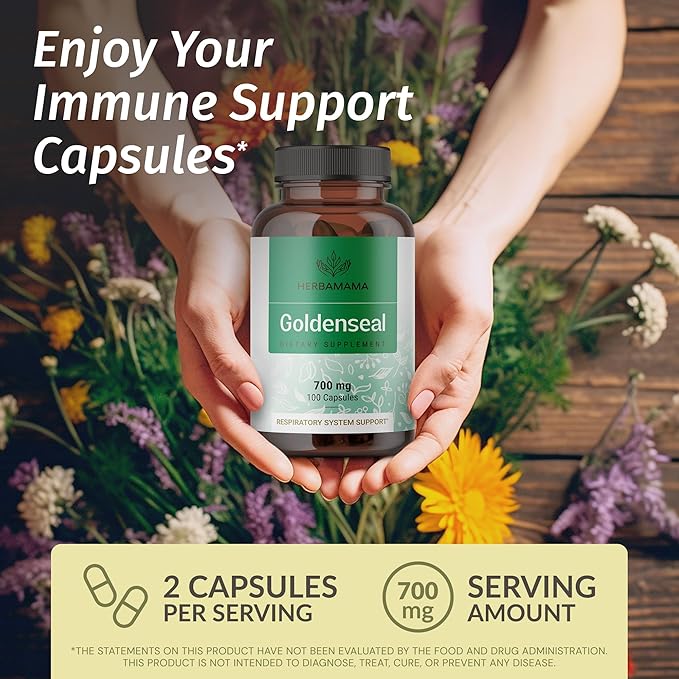 HERBAMAMA Black Elderberry and Goldenseal Kit - Bundle of Elderberry Extract Tincture & 700mg Goldenseal Root Capsules - Vegan, Non-GMO, Sugar & Gelatin-Free - 2 Pack