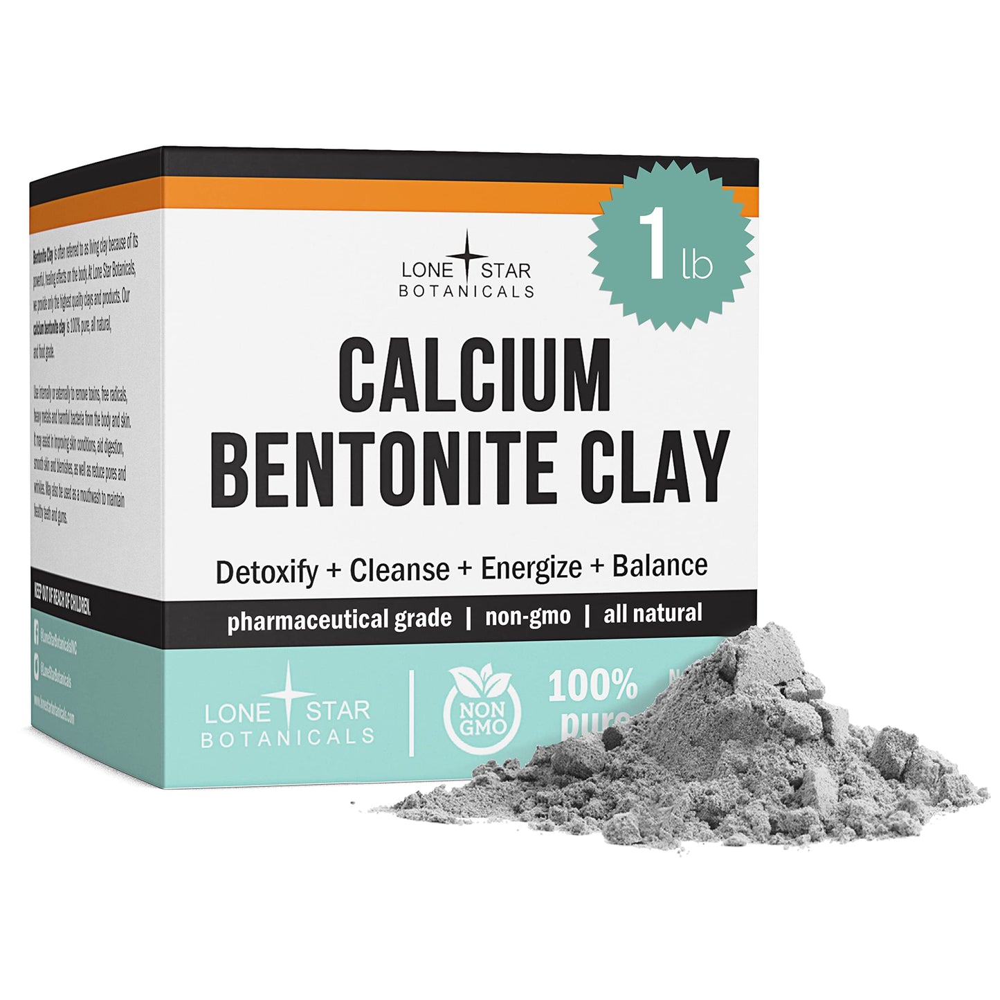 Calcium Bentonite Clay Healing Powder - Pure Pharmaceutical - Face, Body & Hair Mask, Natural Mud Masks, Deep Pore Cleansing For