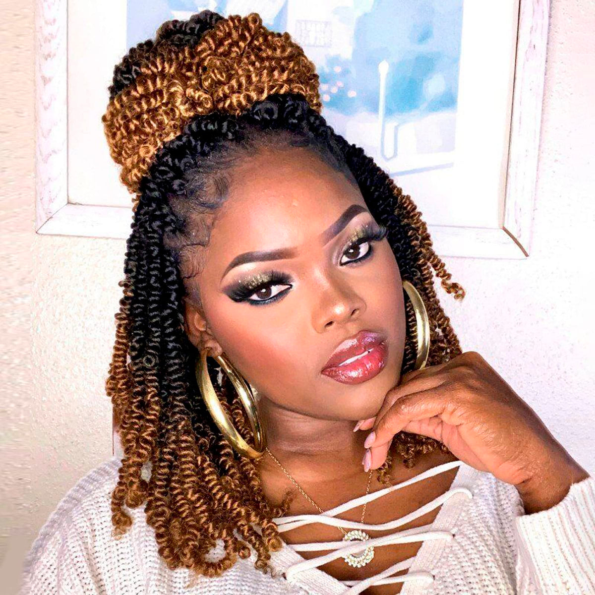 Toyotress Bob Spring Twist Hair Extensions - 6 Inch, Ot30, 8 Packs, Synthetic, Ombre Brown Pre-Twisted Crochet Braids, Spring Tw